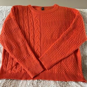 Vibrant Orange Cable Knit Sweater